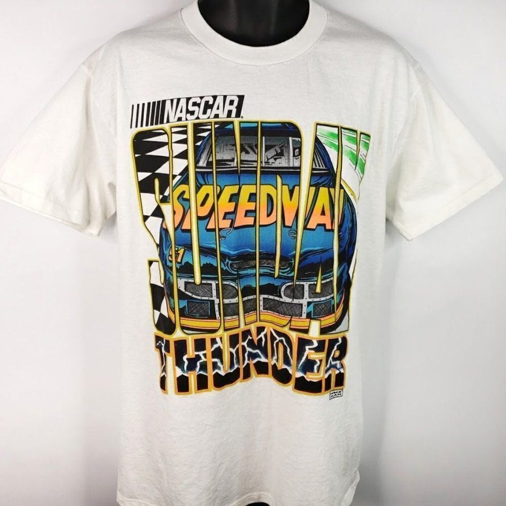 NASCAR Sunday Speedway T Shirt Vintage 90s Thunder Lightning Made In USA Mens